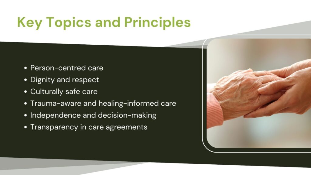 key topics and principles of aged care quality standards​