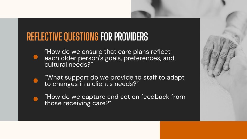 reflective questions for cultural needs in aged care