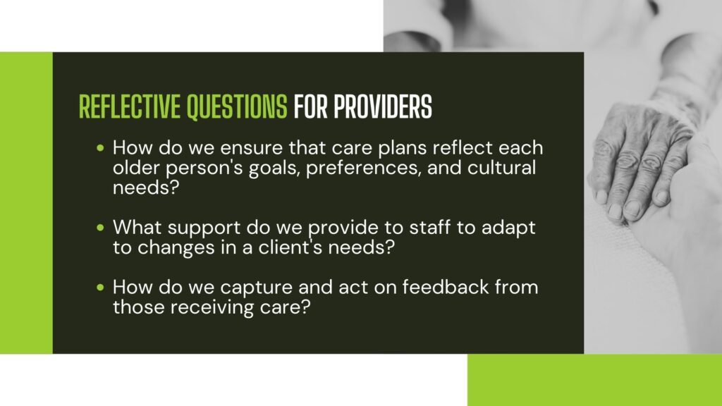 cultural needs in aged care questions for providers