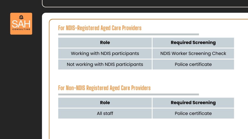 screening for aged care home providers